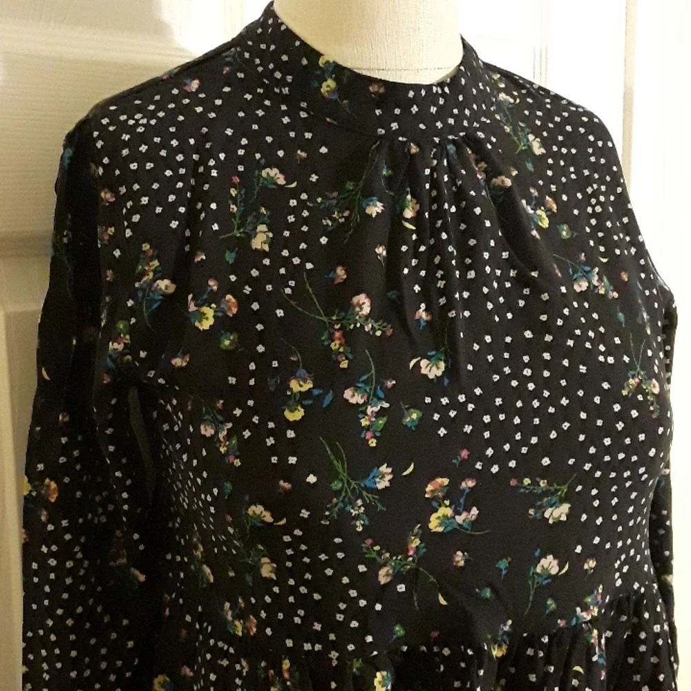 Art Class Floral Long sleeve Ruffle tiered High Neck boho Top Girls XL Women S - Picture 4 of 14